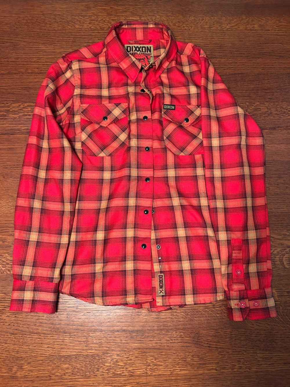 DIXXON Red and Tan Plaid Men's Button-Down Shirt